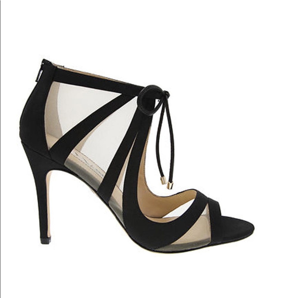 Women’s Nina Black Mesh Peep Toe Stiletto